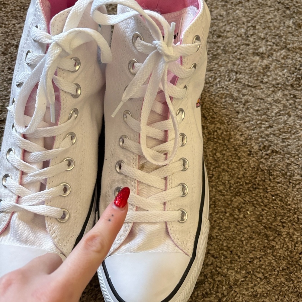 Converse X Hello Kitty White and Pink Kids High-Top Sneakers - Picture 4 of 8